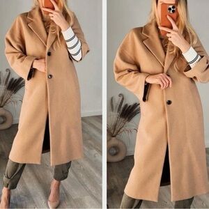 Mango Oversized Wool Camel Coat